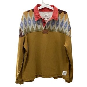 BDG Heavyweight Craft Pattern Rugby Sweatshirt Size Medium 100% cotton